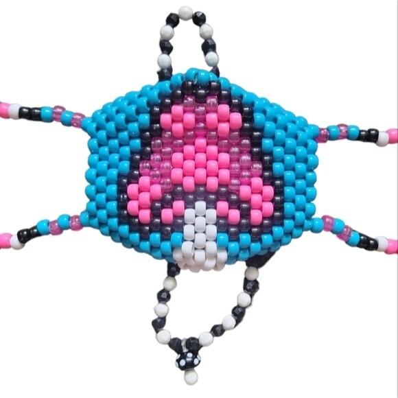 Mushroom Pony Bead Mask & Mushroom Necklace - Picture 1 of 10